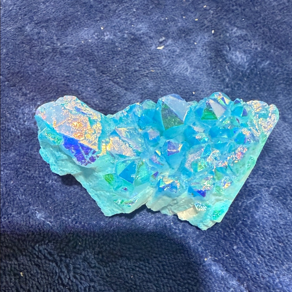 Iridescent Blue Crystal Cluster Decorative Home Art